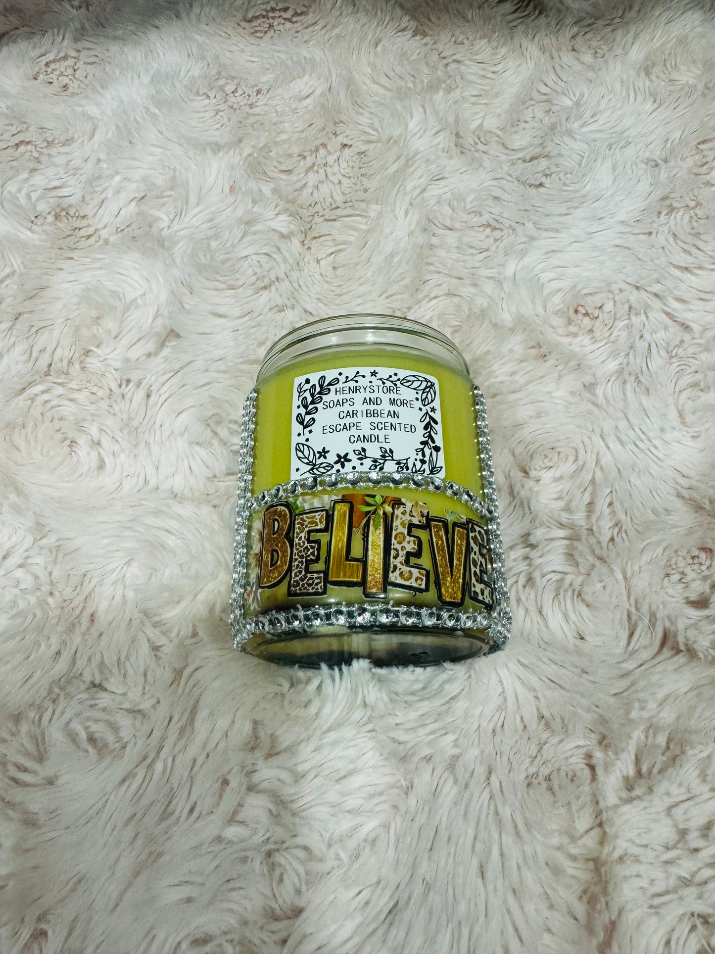 BELIEVE IN YOURSELF 8OZ SOY WAX CARIBBEAN ESCAPE SCENTED CANDLE