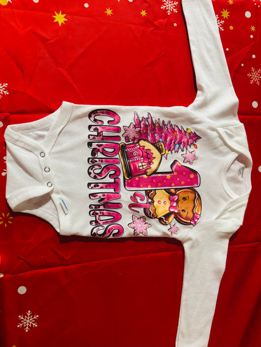 BABY GIRL PINK 1st Christmas onesies