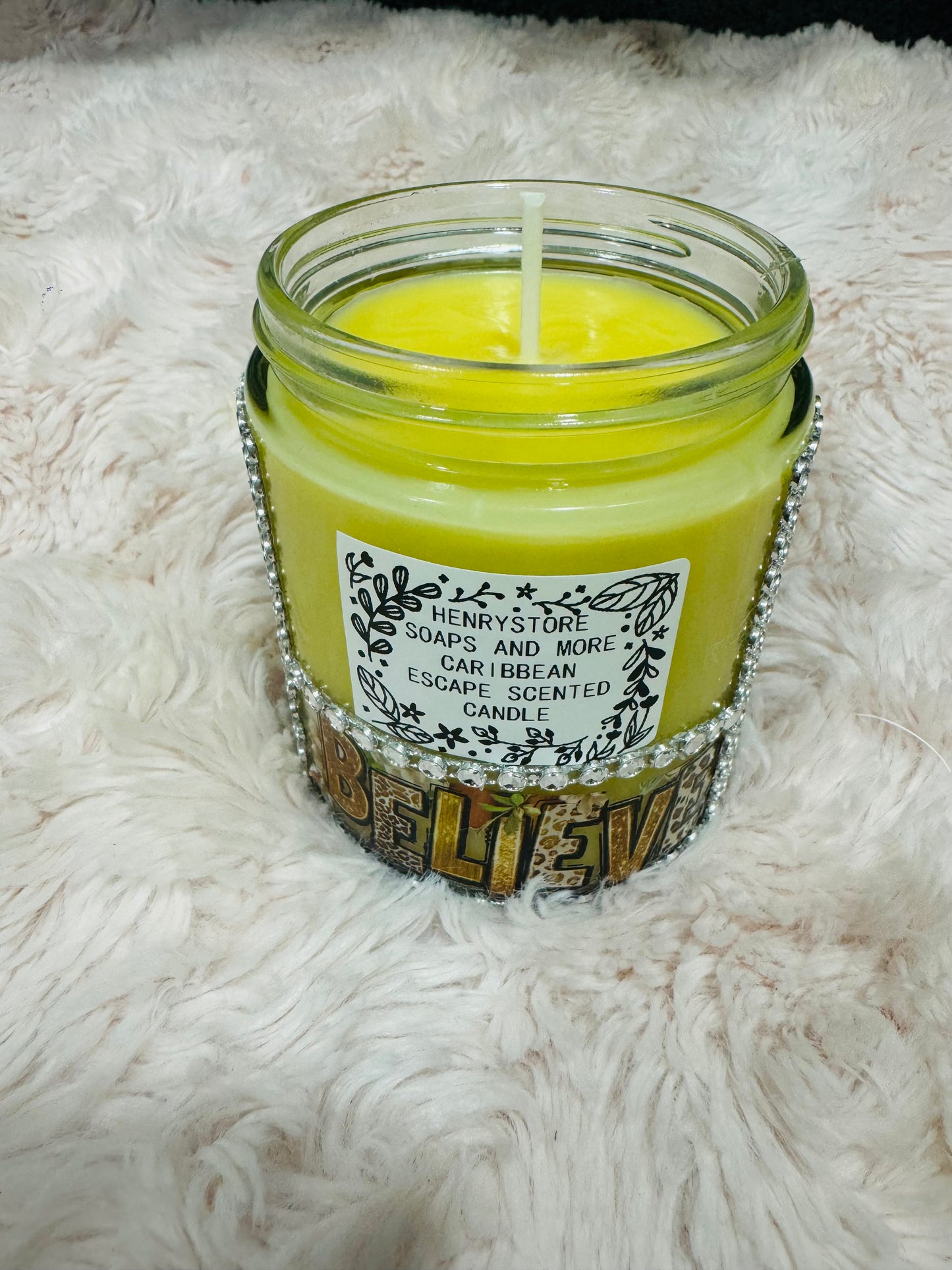 BELIEVE IN YOURSELF 8OZ SOY WAX CARIBBEAN ESCAPE SCENTED CANDLE