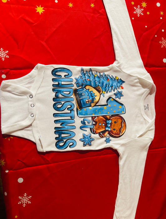 BABY BOY BLUE 1st CHRISTMAS ONESIES