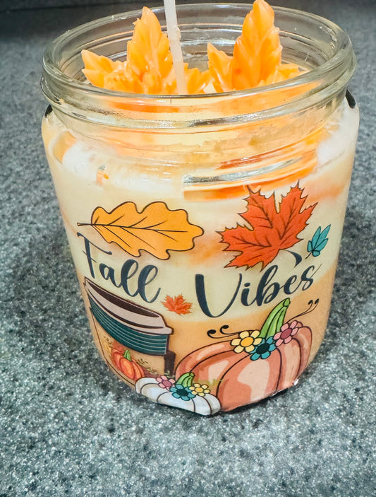 FALL VIBEZ SOY WAX 8OZ PUMPKIN PIE SCENTED CANDLE