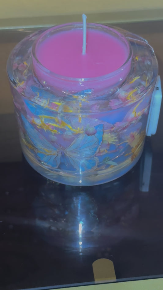 BUTTERFLIES IN A GARDEN SCENTED SOY WAX CANDLE WITH ROSE BLOSSOM WATER AND WILD JASMINE